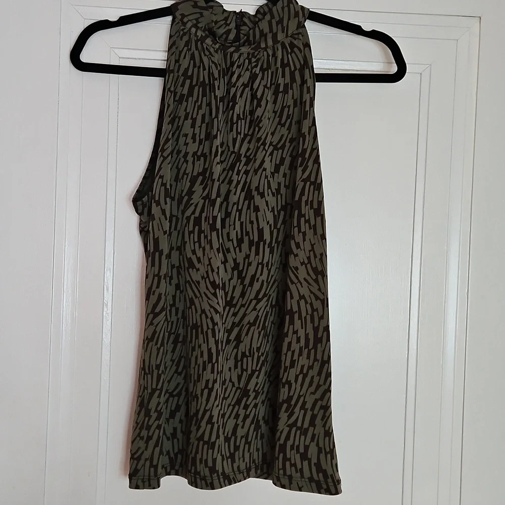 Michael Kors green and brown patterned top, Sz S/P